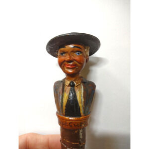ANRI Capt Cuttle Charles Dickens Bottle Stopper Barware Italy Cork Vintage Wood